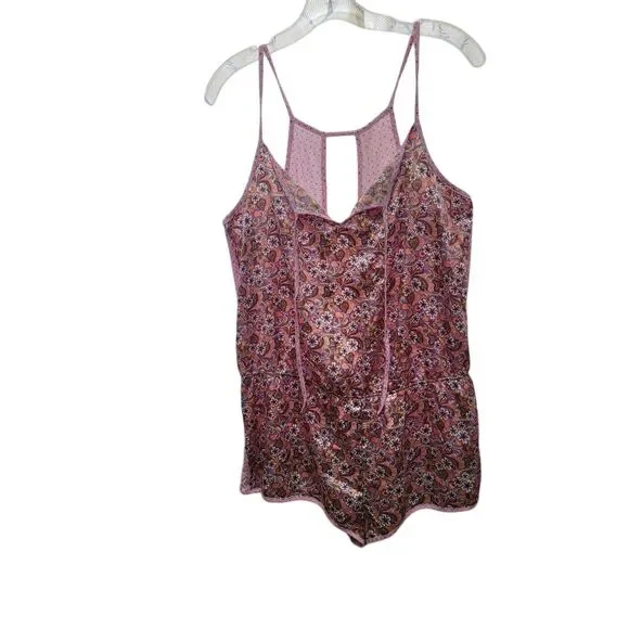 Victorias Secret Pink Intimate Satin floral Short Romper S Med Lingerie Playsuit - Picture 2 of 8